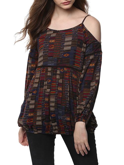 black printed blouson top - 14470289 - Standard Image - 1