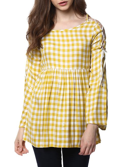 Yellow checkered top - 14470296 - Standard Image - 1