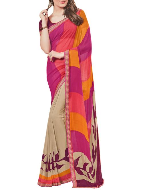 multi colored georgette printed saree with blouse - 14470403 - Very Small Image - 1