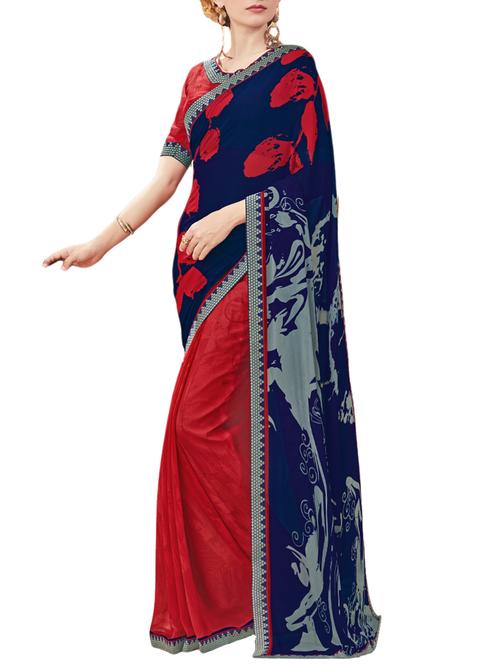 multi colored georgette printed saree with blouse - 14470410 - Very Small Image - 1