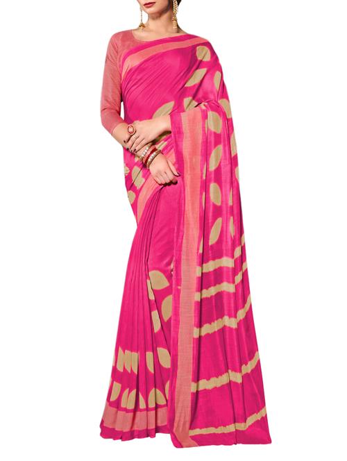 pink cotton silk printed saree with blouse - 14470424 - Very Small Image - 1