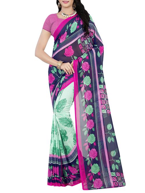 multi colored faux georgette printed saree - 14470471 - Very Small Image - 1