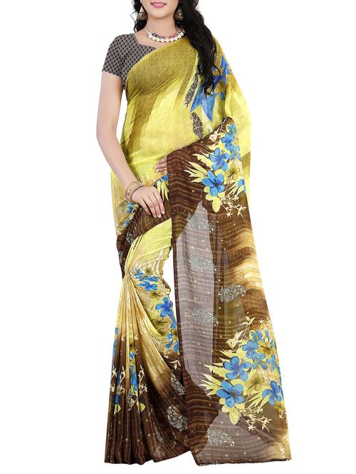 multi colored faux georgette printed saree with blouse - 14470475 - Very Small Image - 1