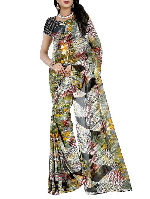 multi colored faux georgette printed saree - 14470482 - Very Small Image - 1