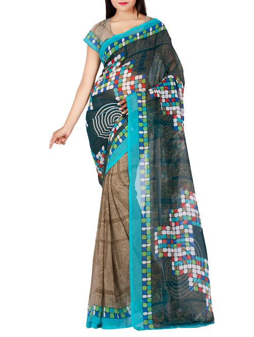 multi colored faux georgette printed saree - 14470829 - Very Small Image - 1