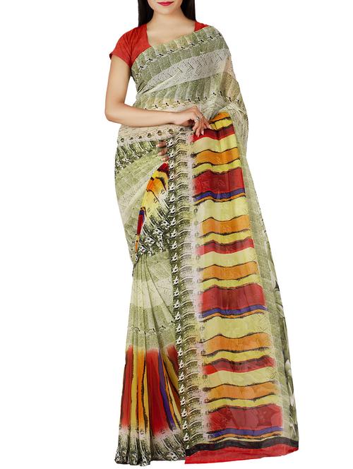 multi colored faux georgette printed saree - 14470833 - Very Small Image - 1