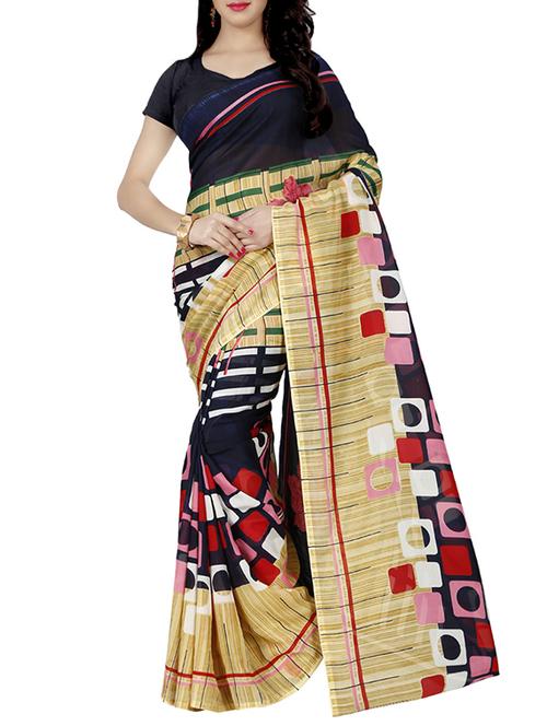 blue faux georgette printed saree - 14470863 - Very Small Image - 1
