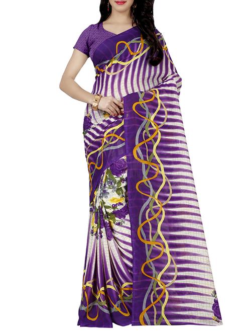 purple faux georgette printed saree - 14470871 - Very Small Image - 1