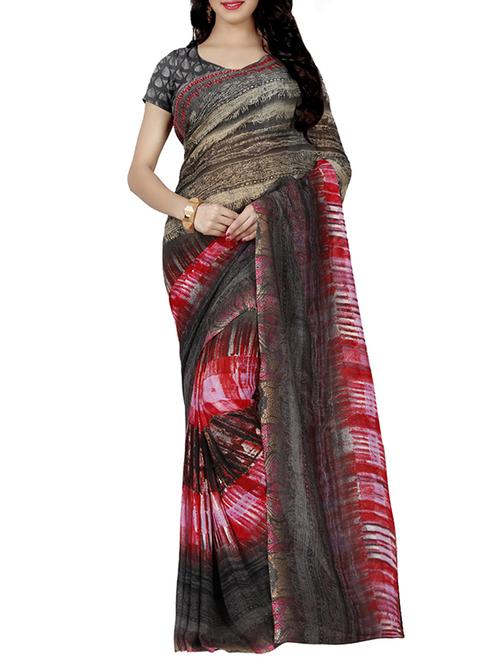 multi colored faux georgette printed saree - 14470878 - Very Small Image - 1