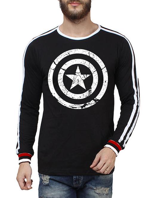 black cotton chest print tshirt - 14470953 - Very Small Image - 1