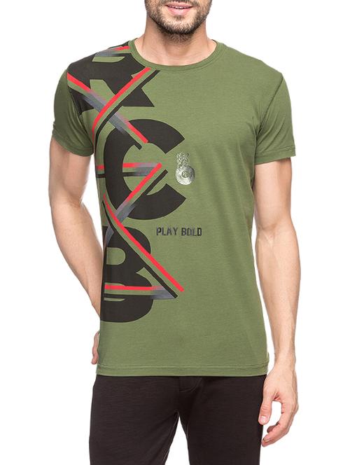 olive green cotton front print tshirt - 14471060 - Standard Image - 1