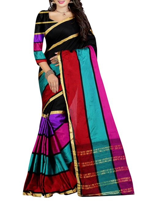 Multicolored printed saree with blouse - 14471078 - Very Small Image - 1