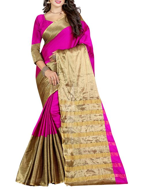 pink bordered saree with blouse - 14471086 - Standard Image - 1