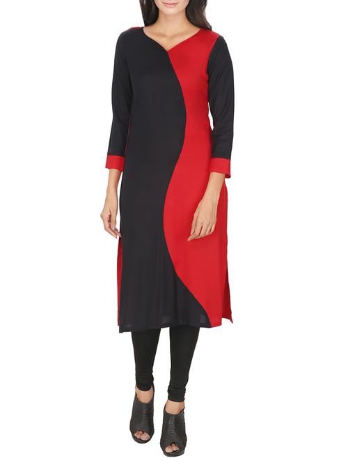 multicolour rayon straight kurta - 14471221 - Very Small Image - 1