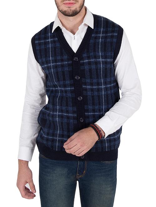dark blue woollen pullover - 14471299 - Very Small Image - 1