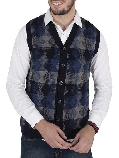 dark blue woollen pullover - 14471300 - Very Small Image - 1