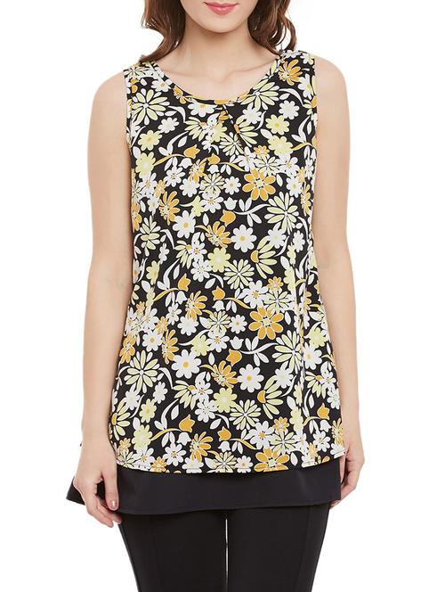 Black floral sleeveless top - 14471364 - Standard Image - 1
