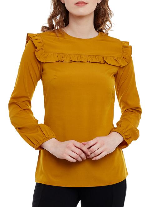 Mustard Yellow crepe regular top - 14471374 - Standard Image - 1