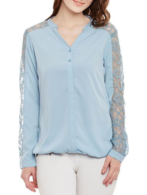 light blue full sleeved top - 14471377 - Standard Image - 1