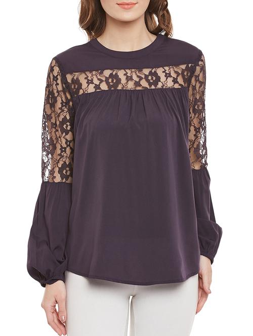 Solid Purple crepe top - 14471381 - Very Small Image - 1