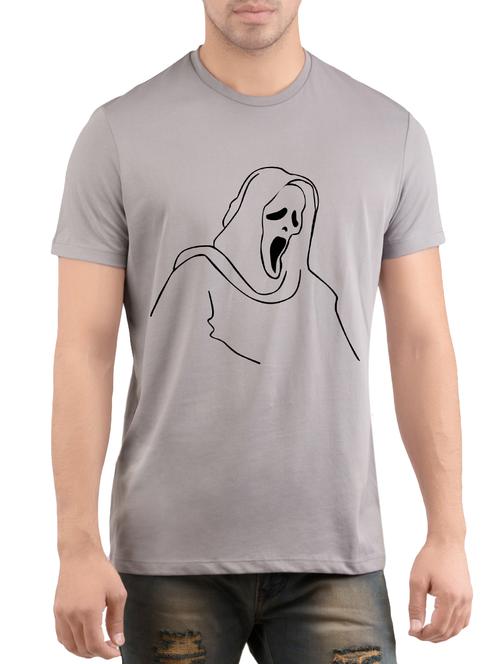 grey cotton chest print t-shirt - 14471998 - Very Small Image - 1