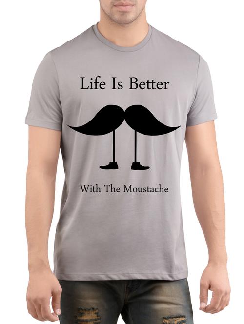 grey cotton chest print t-shirt - 14472000 - Very Small Image - 1