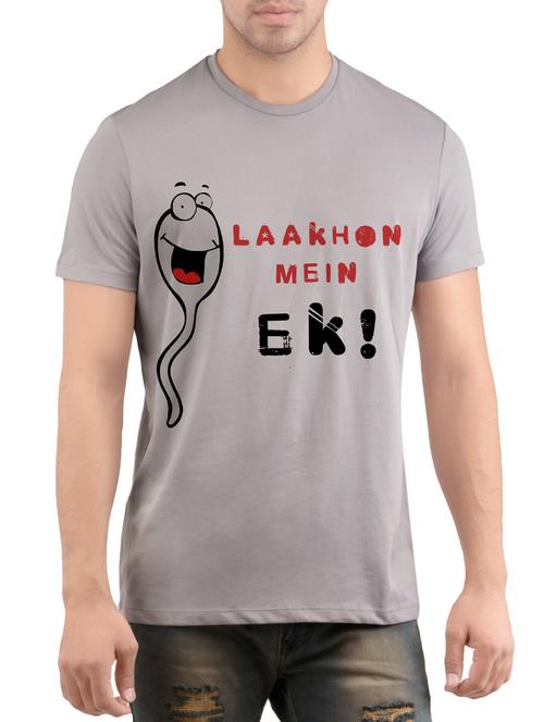 grey cotton chest print t-shirt - 14472001 - Standard Image - 1
