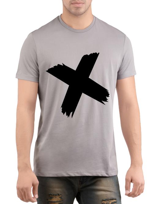 grey cotton chest print t-shirt - 14472015 - Very Small Image - 1