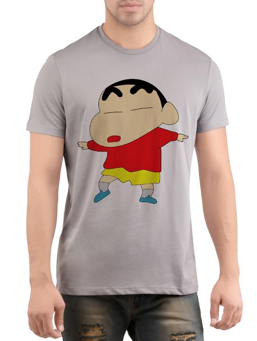 grey cotton chest print t-shirt - 14472017 - Standard Image - 1