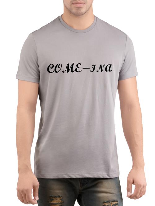 grey cotton chest print t-shirt - 14472052 - Very Small Image - 1