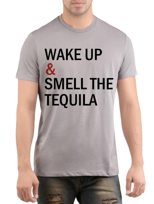 grey cotton chest print t-shirt - 14472067 - Very Small Image - 1