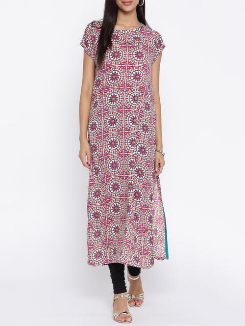 pink rayon straight kurta - 14472143 - Very Small Image - 1