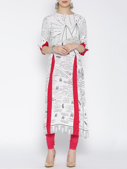 white rayon straight kurta - 14472151 - Very Small Image - 1
