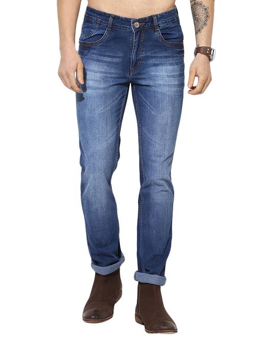 blue cotton washed jeans - 14472222 - Very Small Image - 1