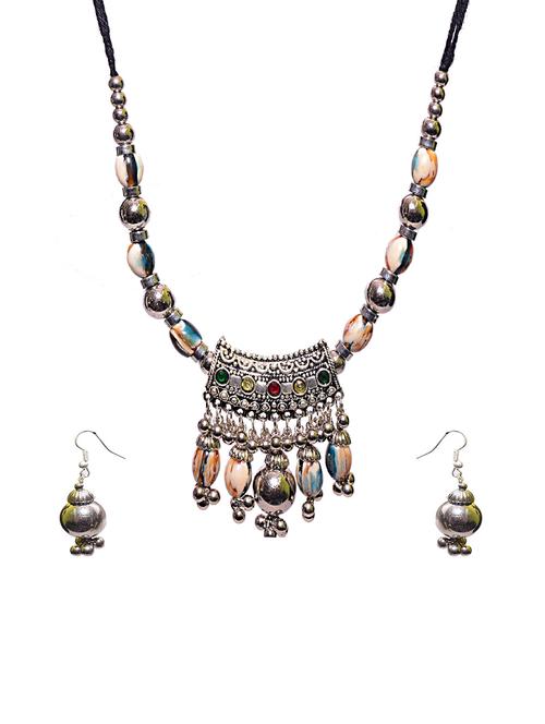 metallic metal long necklaces and earrings - 14472241 - Very Small Image - 1