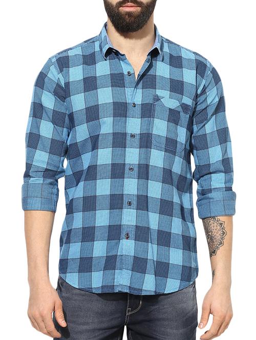 blue cotton casual shirt - 14472257 - Very Small Image - 1
