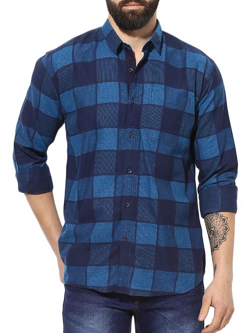 blue cotton casual shirt - 14472273 - Very Small Image - 1