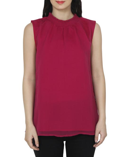 smocking detail mock neck top - 14472280 - Standard Image - 1