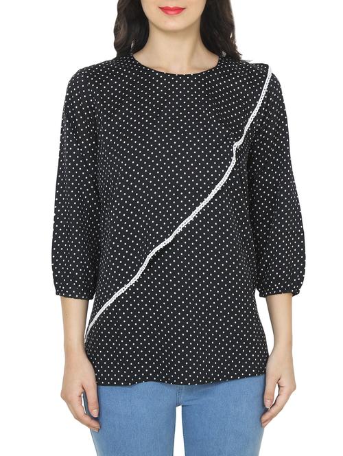 black polka dot printed top - 14472282 - Standard Image - 1