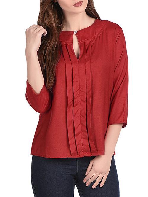 solid maroon cotton top - 14472470 - Very Small Image - 1