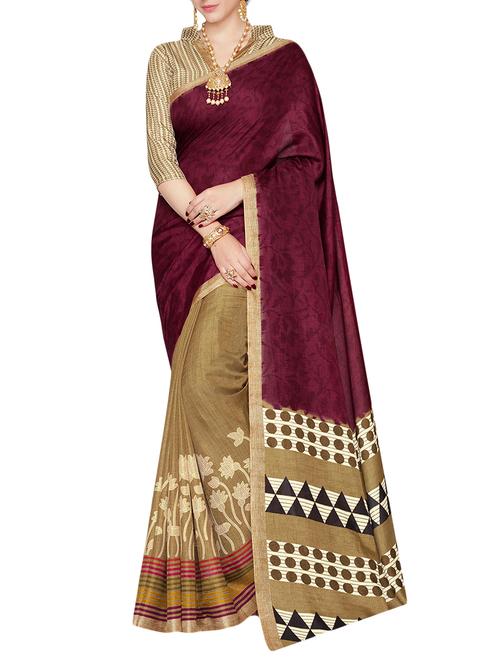 multi colored poly cotton printed saree with blouse - 14472646 - Very Small Image - 1