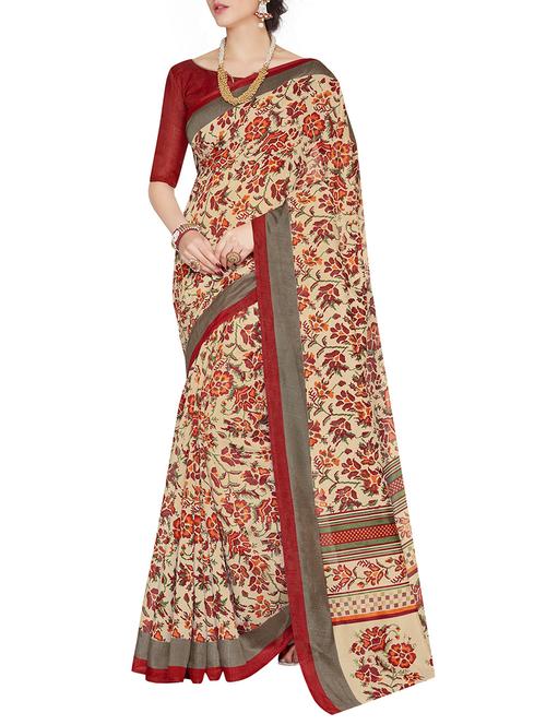 multi colored poly cotton printed saree with blouse - 14472650 - Very Small Image - 1