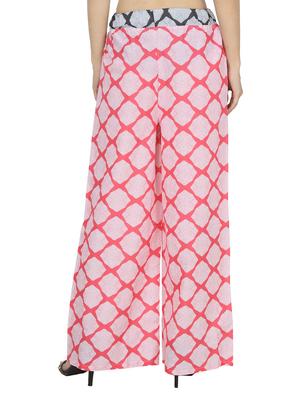 pink printed cotton palazzo - 14472687 - Standard Image - 3