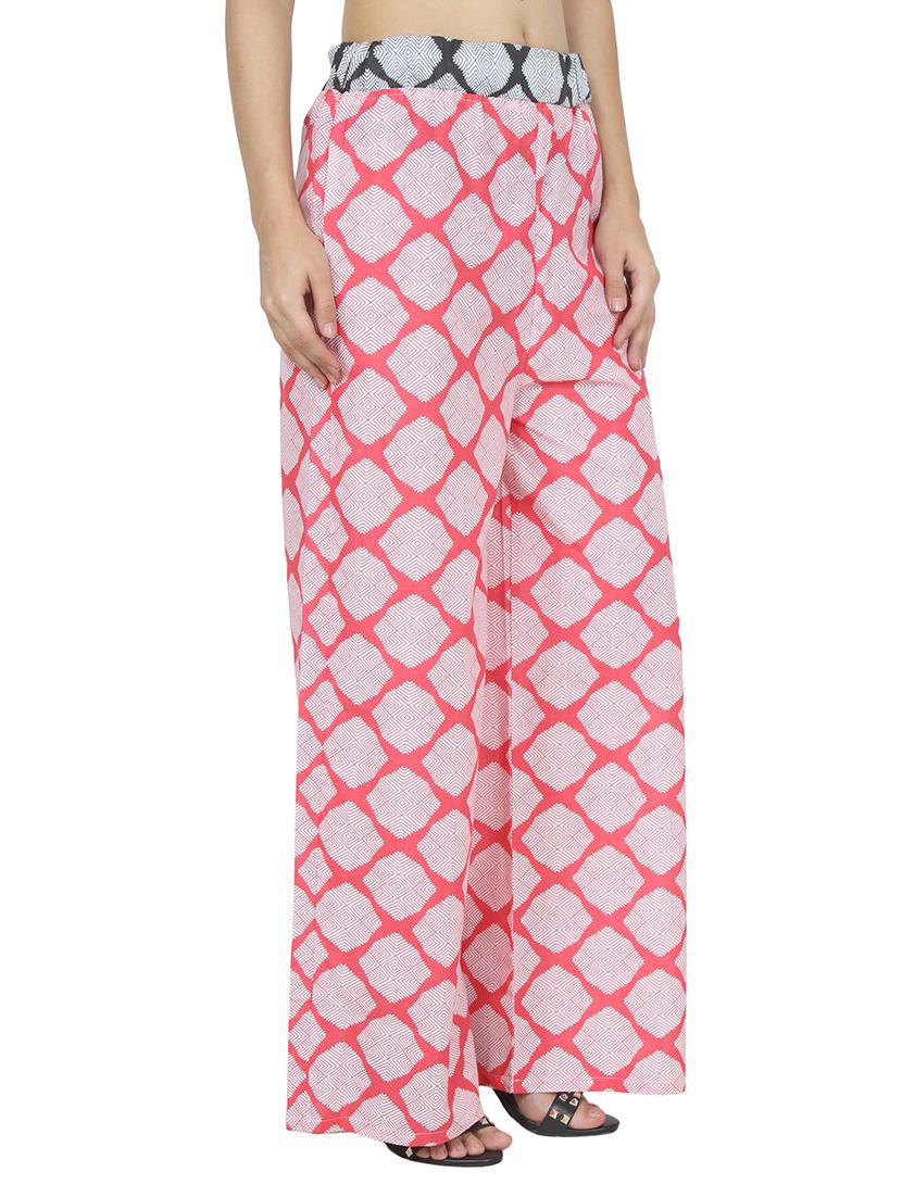 pink printed cotton palazzo - 14472687 - Zoom Image - 2