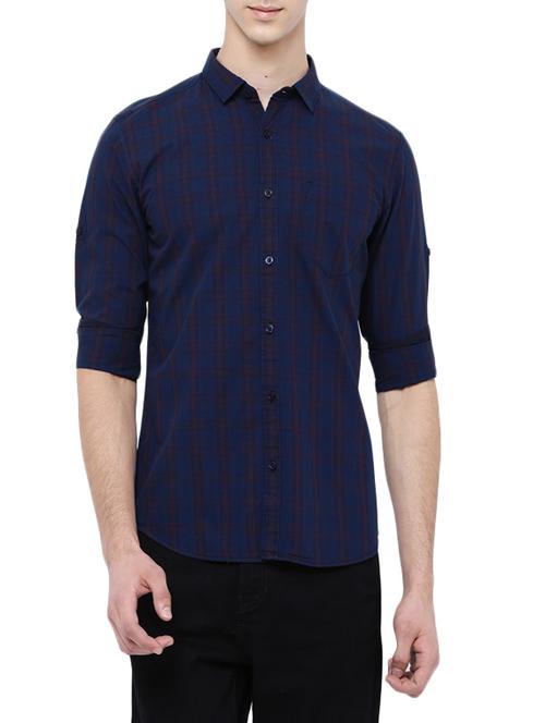 blue cotton casual shirt - 14472733 - Very Small Image - 1
