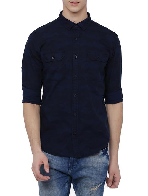 blue cotton casual shirt - 14472752 - Very Small Image - 1