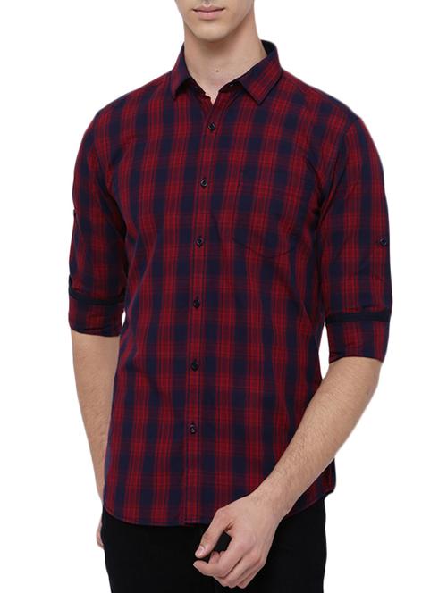 maroon cotton casual shirt - 14472757 - Very Small Image - 1