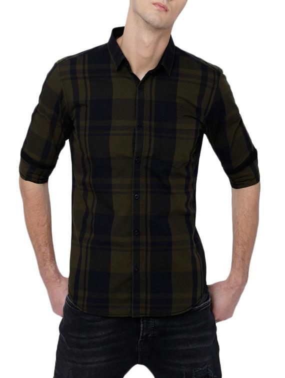 green cotton casual shirt