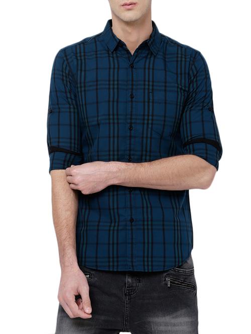 blue cotton casual shirt - 14472767 - Very Small Image - 1