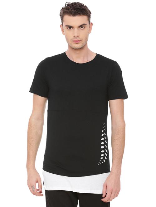 black cotton ripped t-shirt - 14472889 - Standard Image - 1